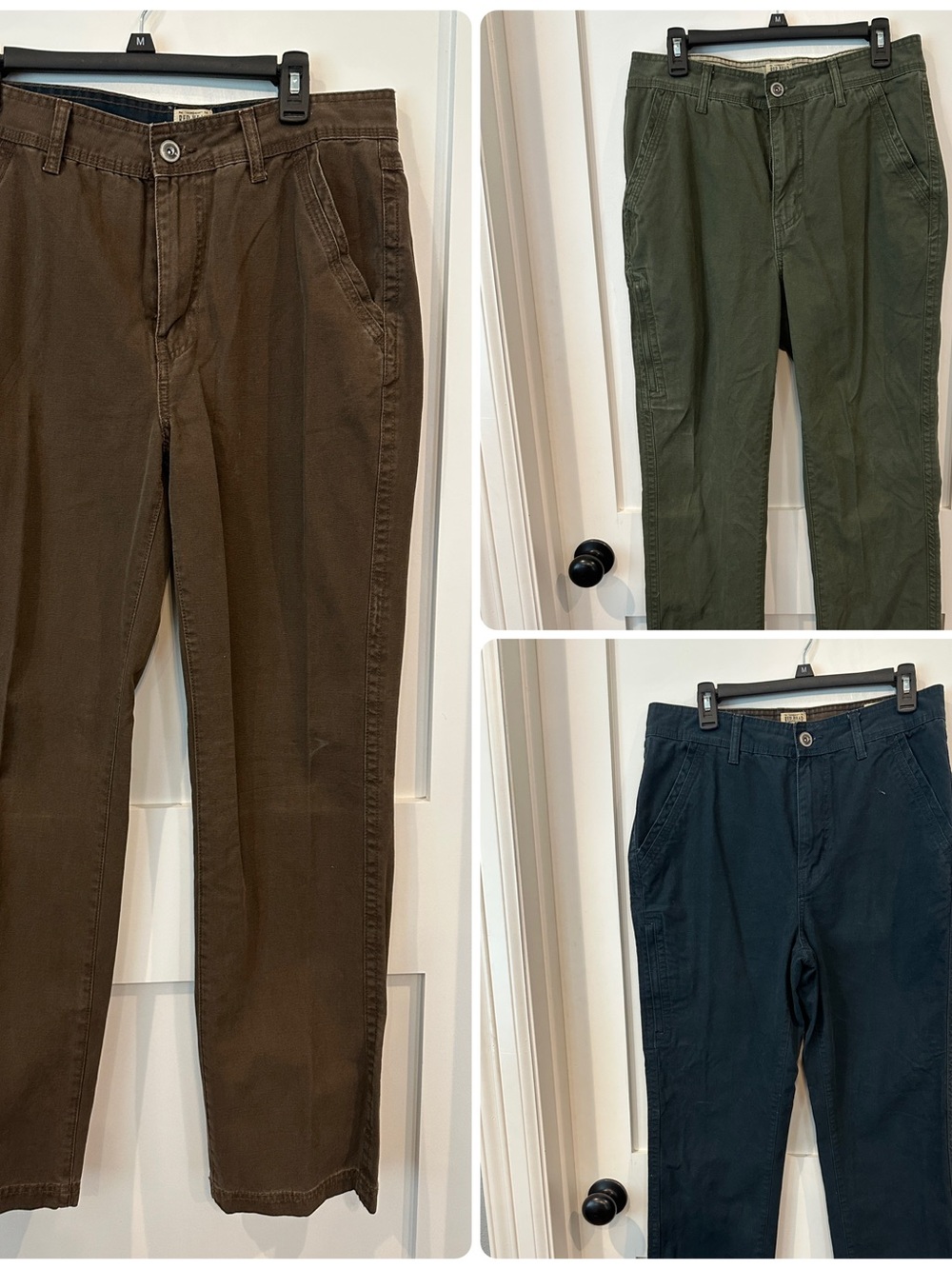 3 pair RedHead Brand Co. Men's Chino Pants in Brown, Olive & Navy